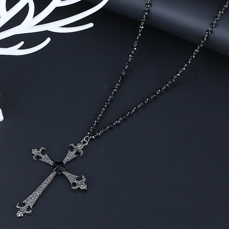 Hremhoo Gothic Cross Necklace for Women Exaggerate Large Cross Pendant Necklace Gothic Layered Choker Necklaces Punk Goth Emo Grunge Y2k Necklaces for Women - Image 2
